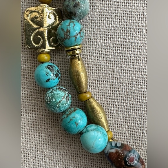 24 inch African inspired Colorful brass bead necklace NWOT - Picture 12 of 13